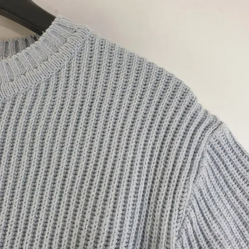 [BUNJANG] Vintage Blue Cropped Knit Top / 여성FREE 빈티지블루 반소매 크롭 니트 M5740