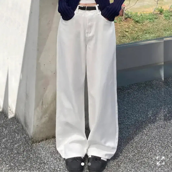 [BUNJANG] Ablly Morefit Semi-Wide White Pants / 가격내림) 에이블리 모어핏 세미와이드 화이트 팬츠