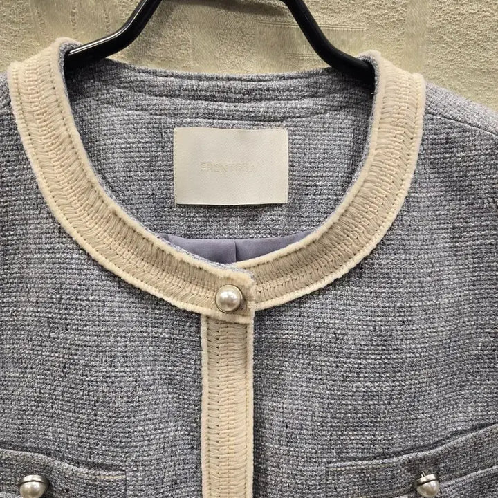 [BUNJANG] Frontrow Tweed Crop Jacket Light Blue / 프론트로우 트위드 크롭 자켓 라이트 블루 44~55