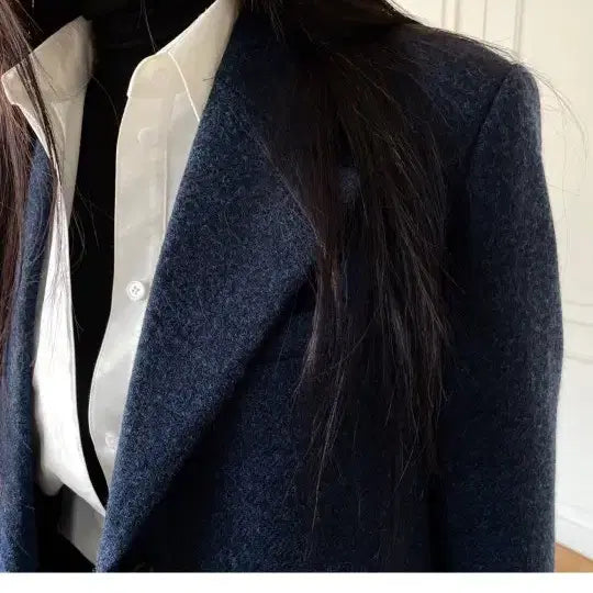 [SOLD OUT] LOVE YOU SO MUCH 러브유쏘머치 아브라함문 울 네이비 롱코트