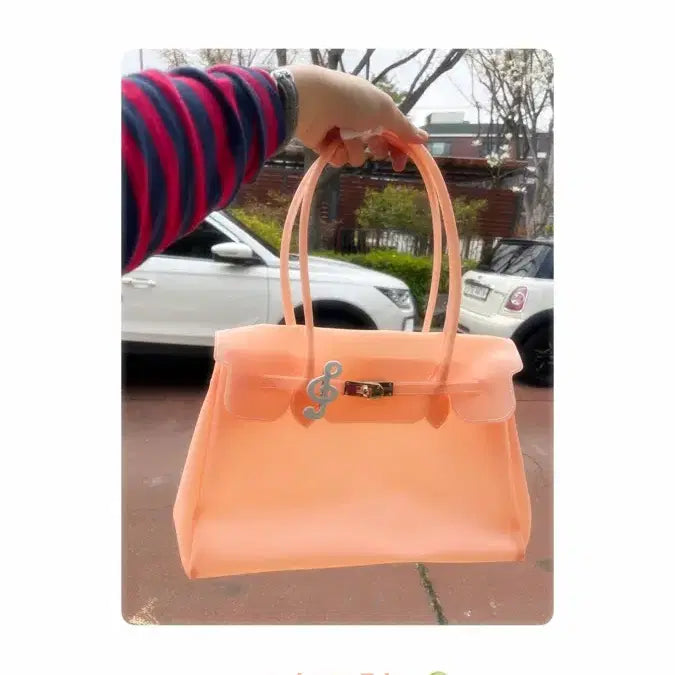 [BUNJANG] Jelly Birkin Medium Yellow PVC Tote Bag / 젤리버킨 연주황 M