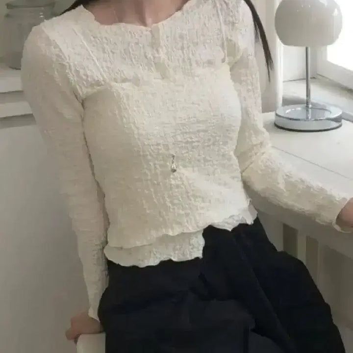 [BUNJANG] Wrinkle Sleeveless Cardigan Set - Cream / [새상품/하객룩] 링클 나시 가디건 세트 -크림