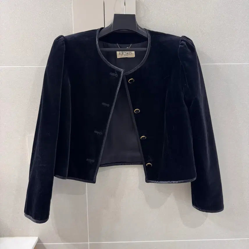 [BUNJANG] Vintage Velvet Cropped Jacket / 빈티지 벨벳 크롭 자켓
