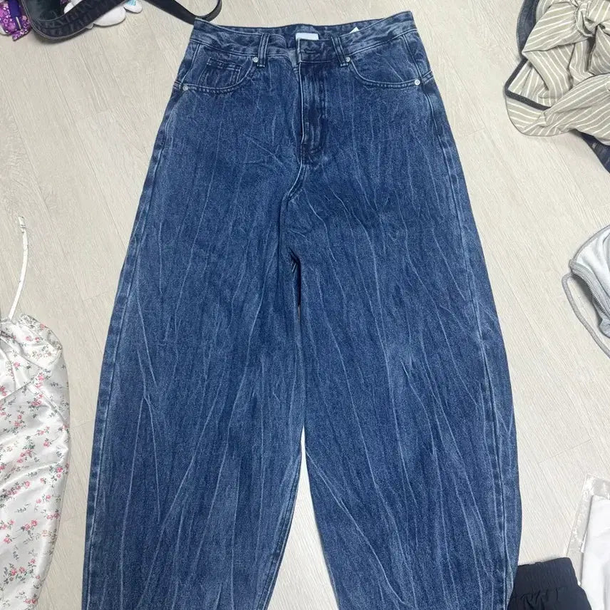 [BUNJANG] Nomenuall Washing Wide Denim Pants / 노매뉴얼 워싱 와이드 데님 팬츠