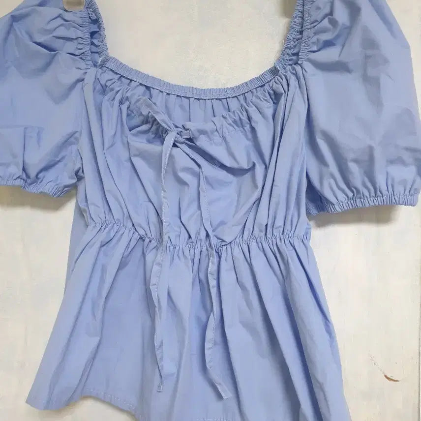 [BUNJANG] Light Blue Puff Blouse / 블루 퍼프 블라우스