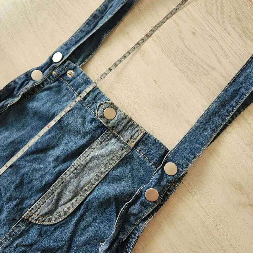 [BUNJANG] Denim Wide Strap Pants / 새상품급))) 청 데님 와이드 멜빵 바지