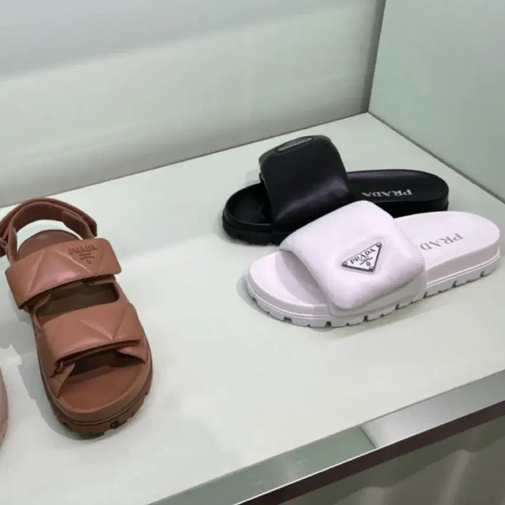 [BUNJANG] Prada Nappa Padded Triangle Logo Slippers / 프라다 나파패딩 삼각로고 슬리퍼 36 - 화이트