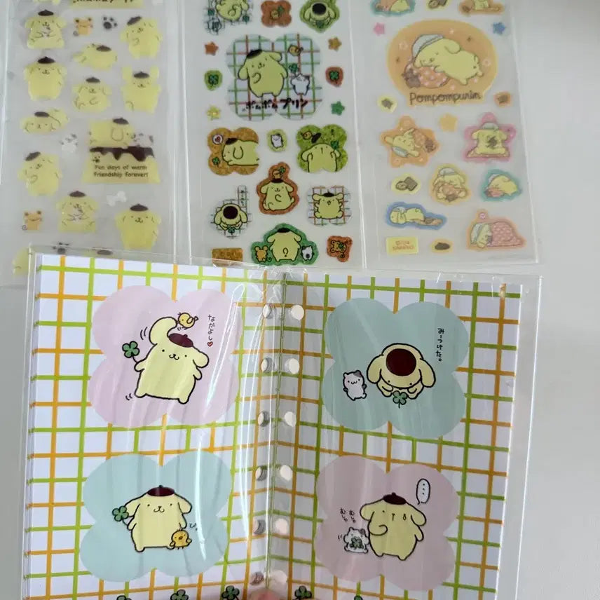 [BUNJANG] Sanrio Pompompurin Sticker Book and Sticker Set / 산리오 폼폼푸린 스티커북+스티커 3개 세트