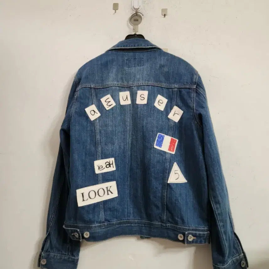 [BUNJANG] Frank Stone Denim Jacket with Patch / 프랭크스톤 데님 자켓 청자켓 패치 장식