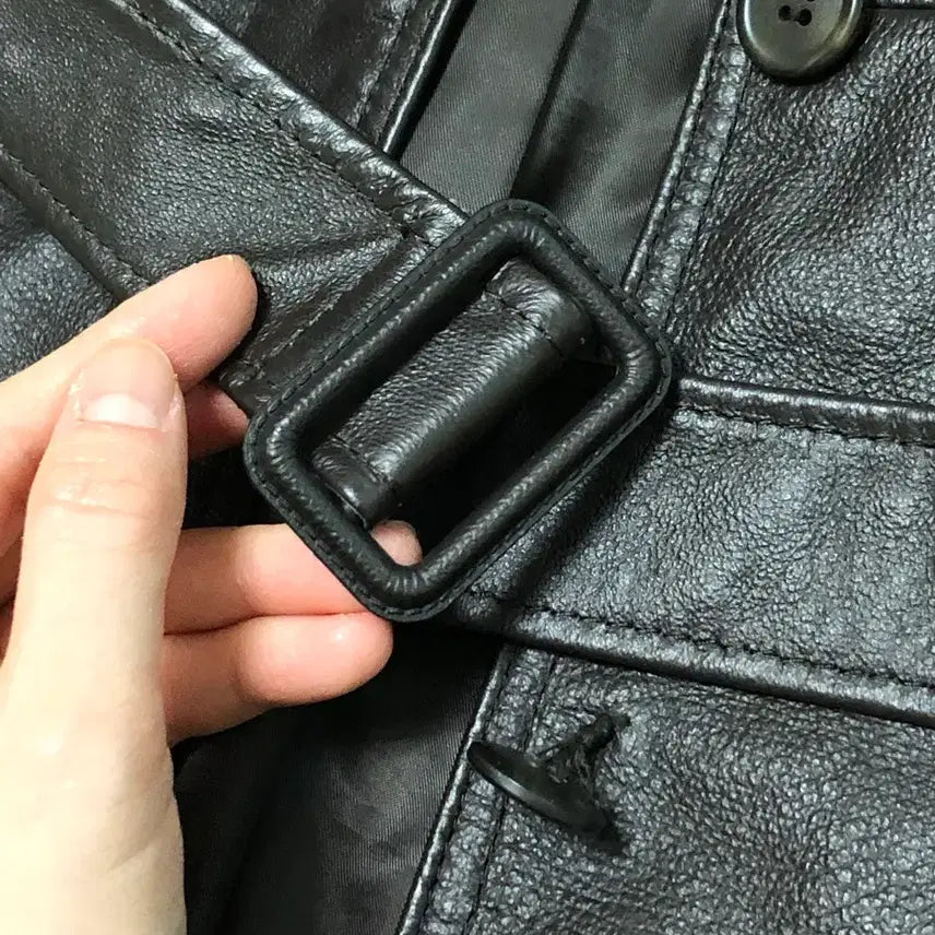 [BUNJANG] L Comme Ca Hidden Button Pigskin Leather Jacket with Belt - Vintage / L co mme ca ism 히든버튼 돼지가죽 자켓 벨트포함 일본빈티지
