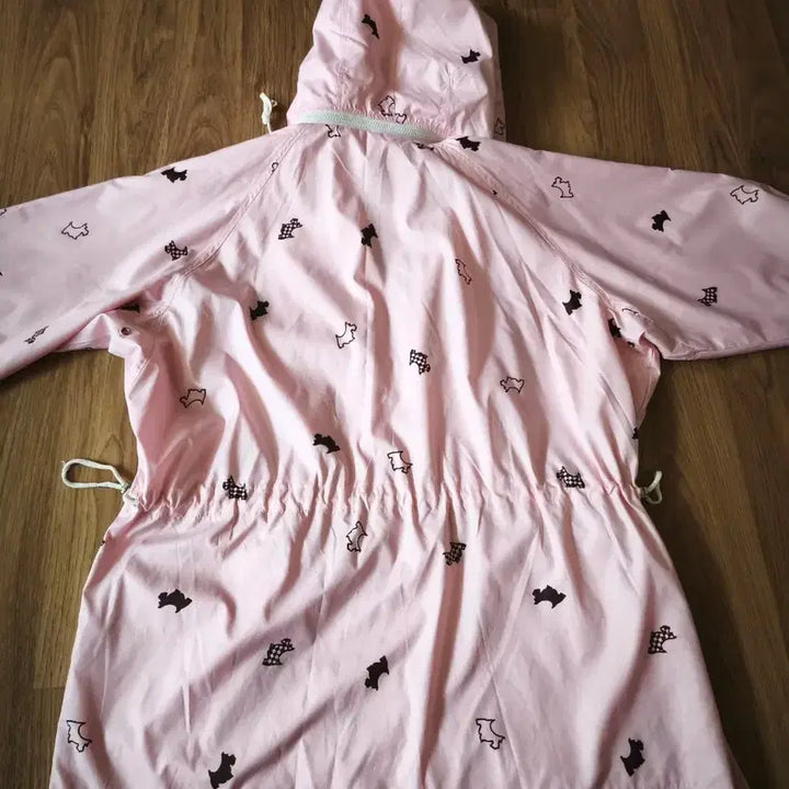 [BUNJANG] Pink Dog Pattern Hooded Windbreaker Jacket / 핑크색 강아지 패턴 후드 바람막이 점퍼