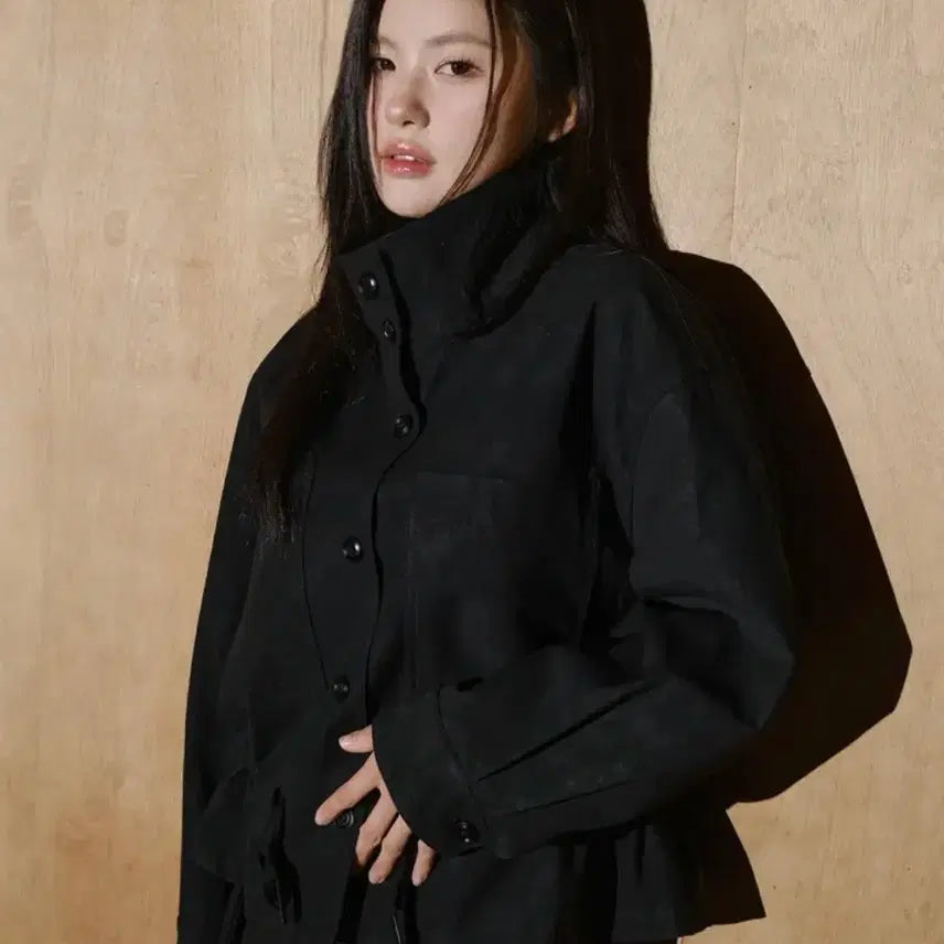 [BUNJANG] HeleneParis Suede String Button Jacket (Black) / (택O) 헬레네파리스 스웨이드 스트링 버튼 재킷 (블랙)