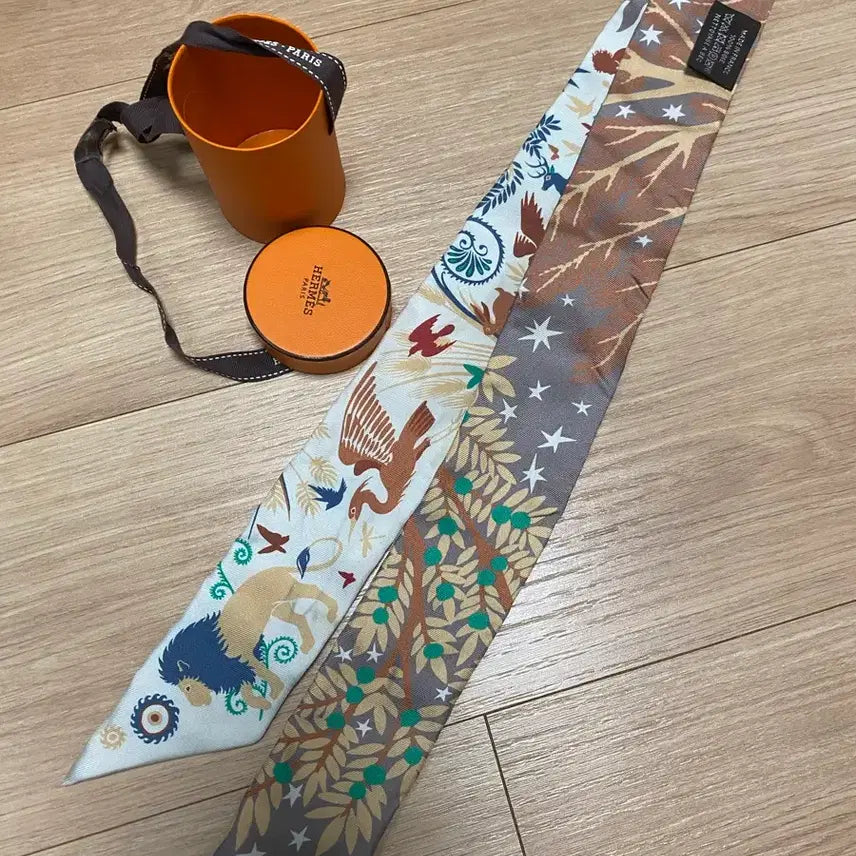 [BUNJANG] Hermès Orpheus Twilly Étoupe Silk Scarf / 에르메스 오르페우스 트윌리 에토프
