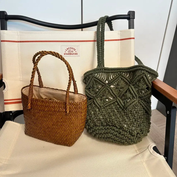 [BUNJANG] Rattan Mini Tote Bag Collection / 라탄 미니 토트백 숄더백 가방 백 바캉스 니트가방 뜨개 그물가방