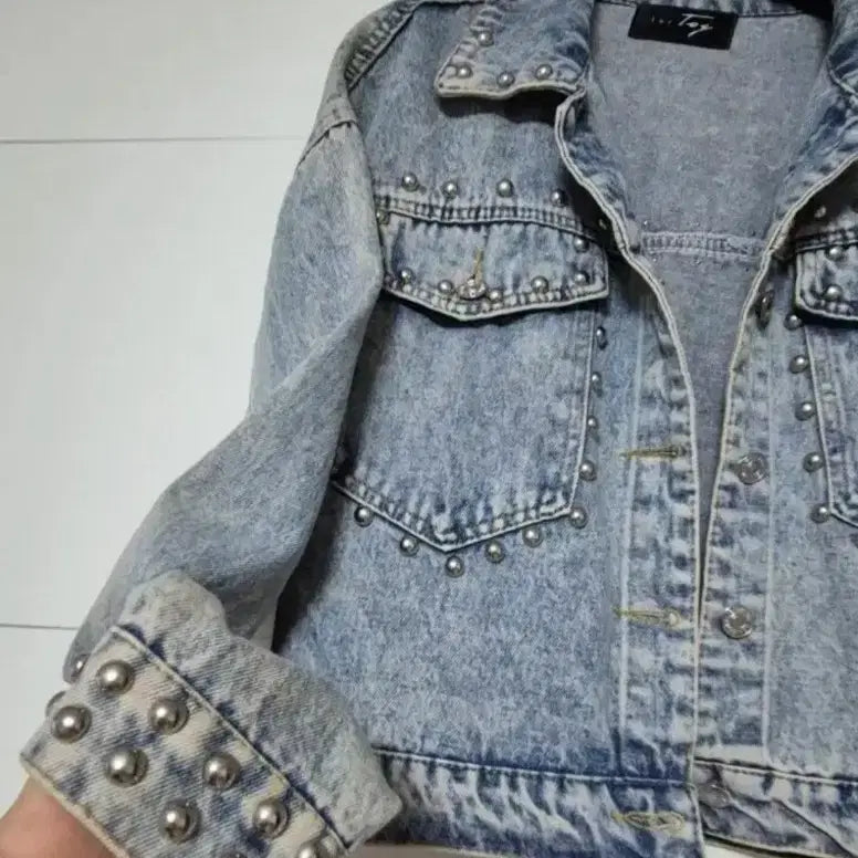 [BUNJANG] Studded Denim Crop Jacket / (새상품)스터드 데님 크롭 자켓 55~66
