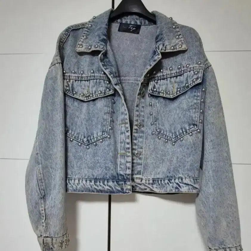 [BUNJANG] Studded Denim Crop Jacket / (새상품)스터드 데님 크롭 자켓 55~66