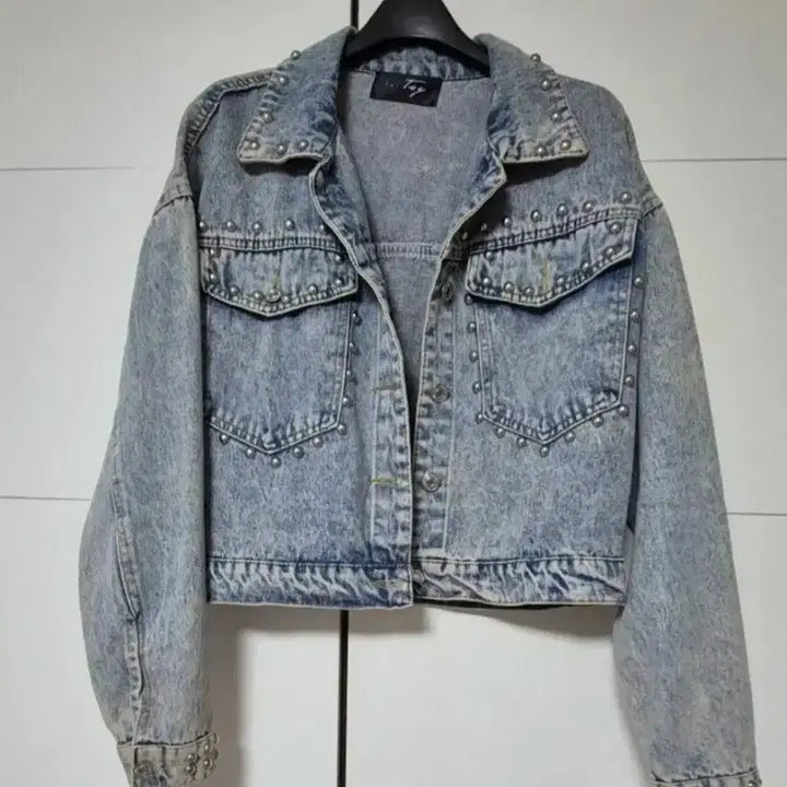 [BUNJANG] Studded Denim Crop Jacket / (새상품)스터드 데님 크롭 자켓 55~66