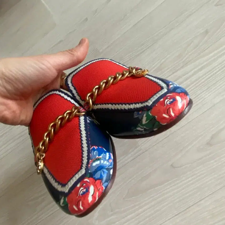 [BUNJANG] Tory Burch Leather and Fabric Slides Sandals / 토리버치 슬리퍼 샌들 235(6.5)
