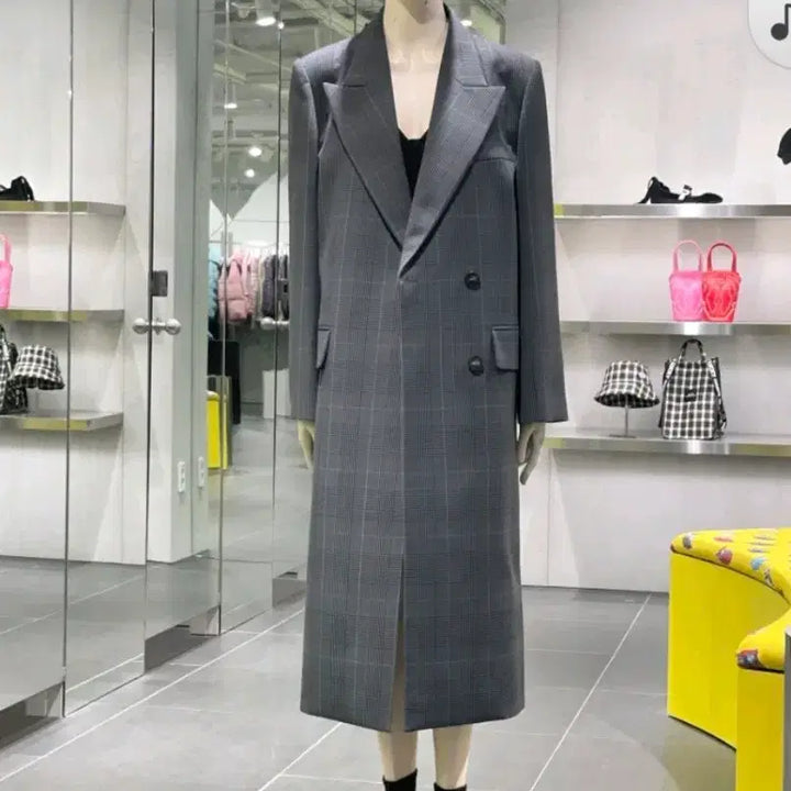 [BUNJANG] Lucky Chouette Check Maxi Long Jacket / 럭키슈에뜨 체크 맥시 롱자켓 55