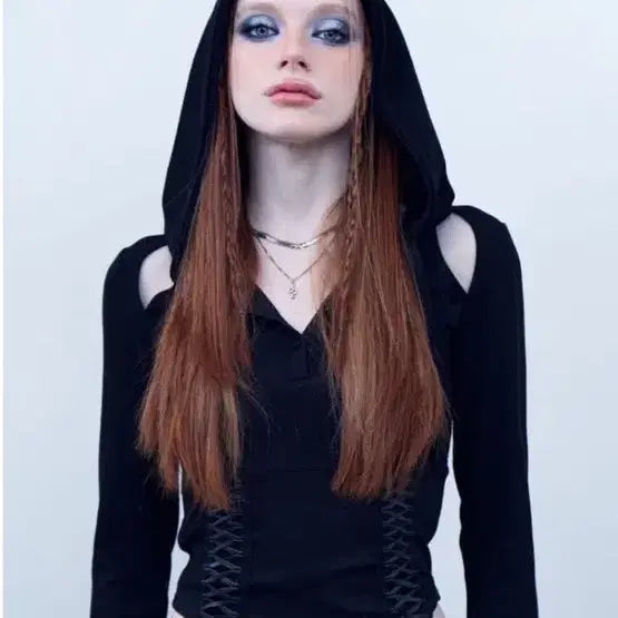 [BUNJANG] HILDA Corset Crop Hoodie / HILLDA 힐다 코르셋 크롭 후디