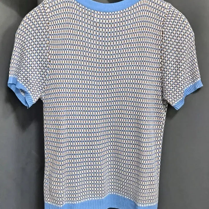 [BUNJANG] Studio White Short Sleeve Knit T-Shirt / 스튜디오화이트 반팔 니트 티셔츠