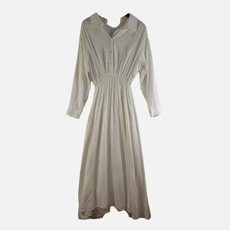 [BUNJANG] FREE Beige Long One-Piece Dress / 여FREE 카라 롱 원피스 베이지 M6218
