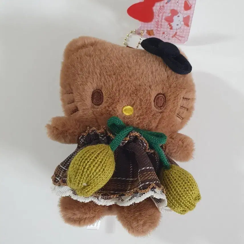 [BUNJANG] Brown Kitty Tulip Dress Keyring / 브라운키티 튤립 원피스 키링