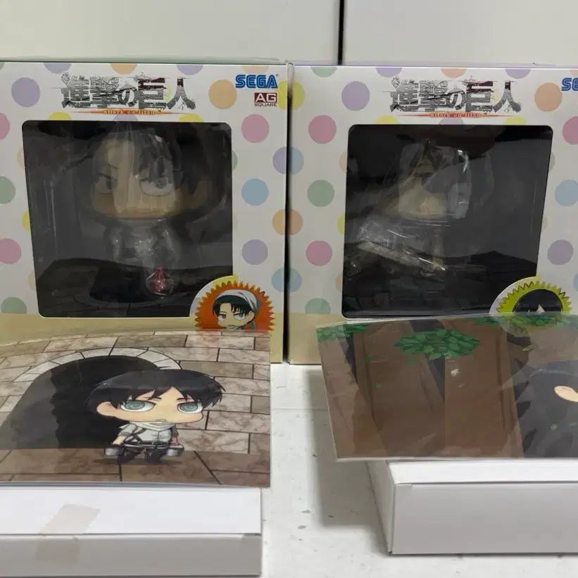 [BUNJANG] Attack on Titan SEGA Cleaning Levi &amp; Mikasa Figure Bundle Set (Sealed, POB Included) / (미개봉,특전포함)진격의거인 SEGA 청소 리바이, 미카사 피규어 일괄!