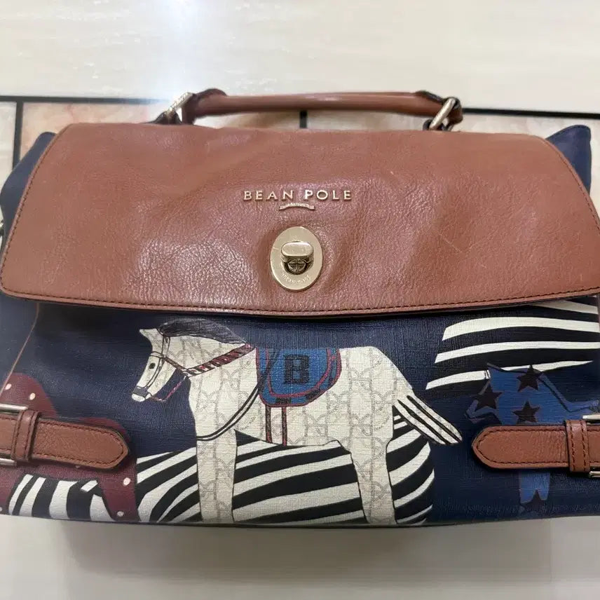 [BUNJANG] Beanpole Horse Pattern Tote Bag / 빈폴 말 패턴 가방 토트백 숄더백