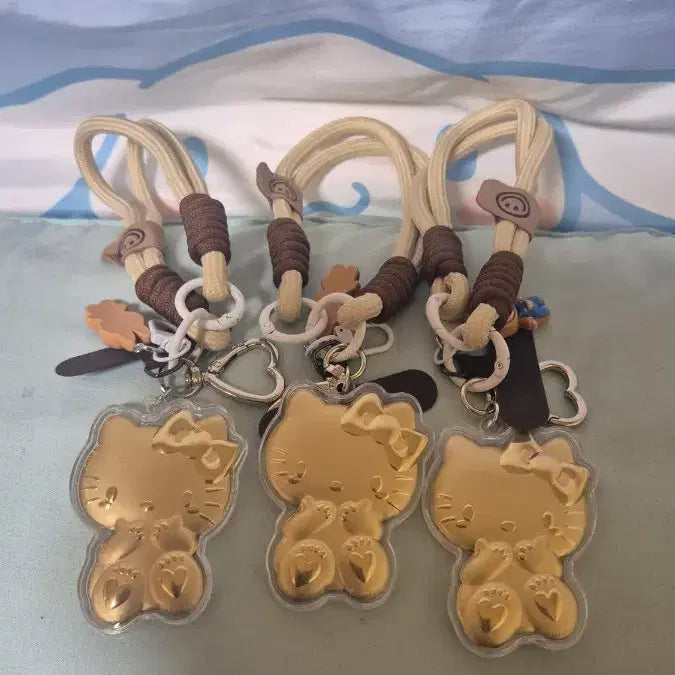 [BUNJANG] Hello Kitty Gold Keyring Brown / 키티 골드 키링/키홀더 브라운 새상품