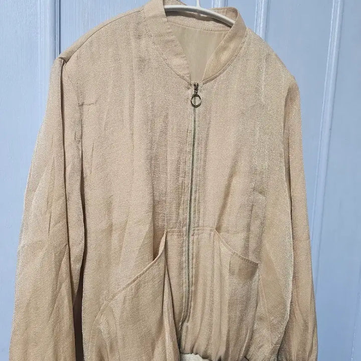 [BUNJANG] Max Studio Pearl Beige Bomber Jacket / 막스스튜디오 펄베이지색 여성 봄버 자켓