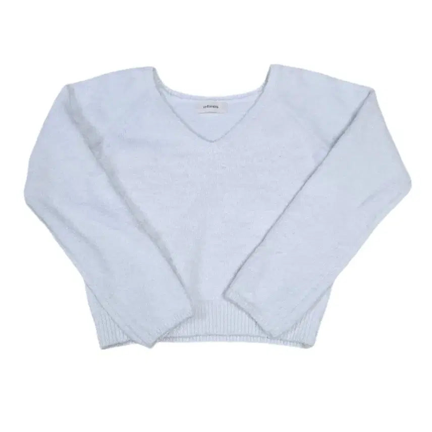 [BUNJANG] Ganaesra White Bouclé V-Neck Knit / 가내스라 화이트 부클 브이넥 니트