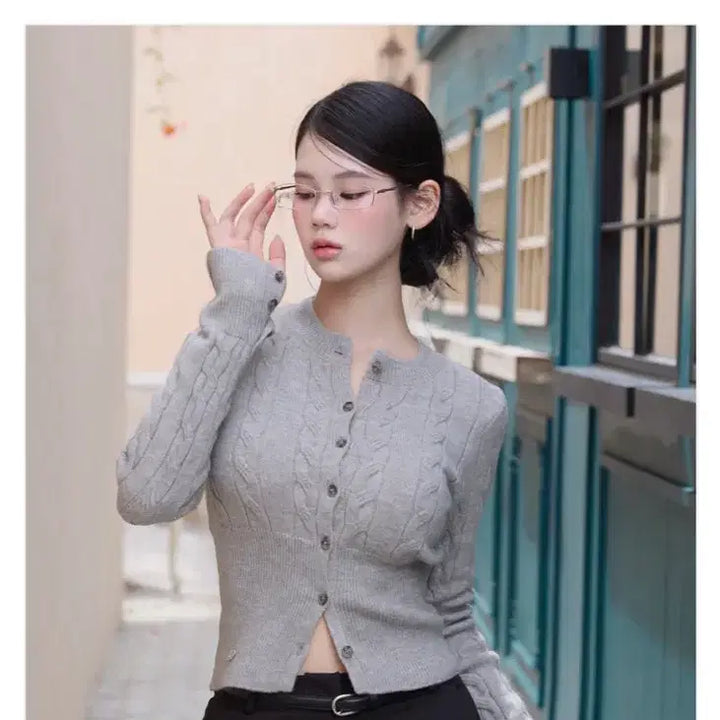 [SOLD OUT] 카인다미 케이블 슬림 니트가디건(보카시그레이)
