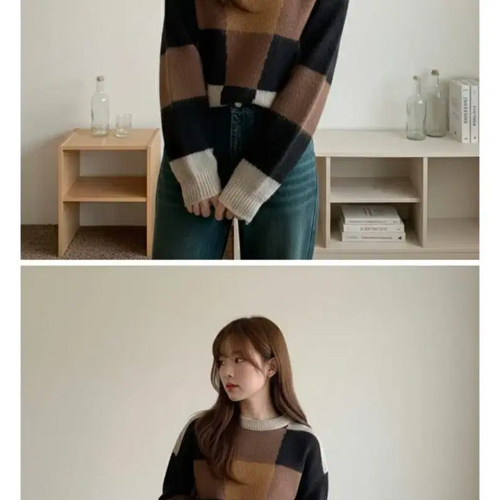 [BUNJANG] Color Block Knit Sweater / 배색패턴 니트