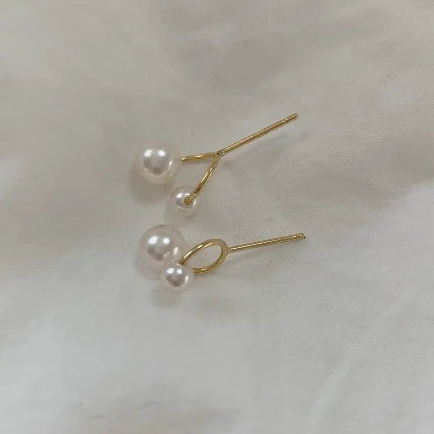 [BUNJANG] Sterling Silver 925 Twisted Pearl Earrings / 실버925 트위스트 진주귀걸이