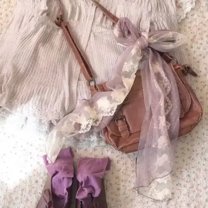[BUNJANG] Maru Vintage Purple Lace Muffler / 마루 빈티지 보라 레이스 머플러