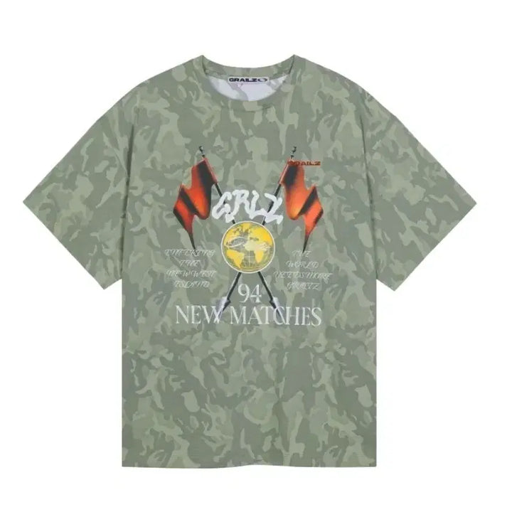 [BUNJANG] Grails Camo Racing Flag T-shirt / 그레일즈 남성 여성 반팔 티셔츠 밀러터리 새제품 급처분