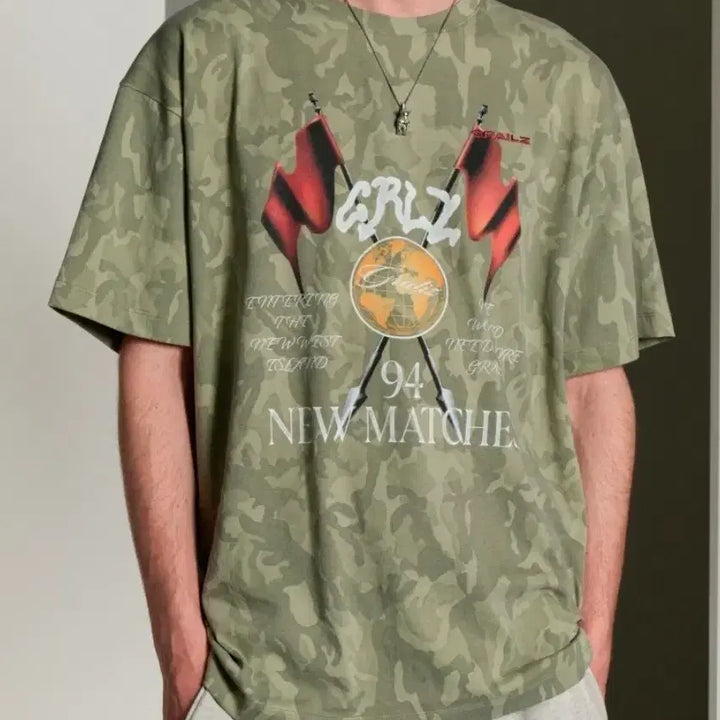 [BUNJANG] Grails Camo Racing Flag T-shirt / 그레일즈 남성 여성 반팔 티셔츠 밀러터리 새제품 급처분