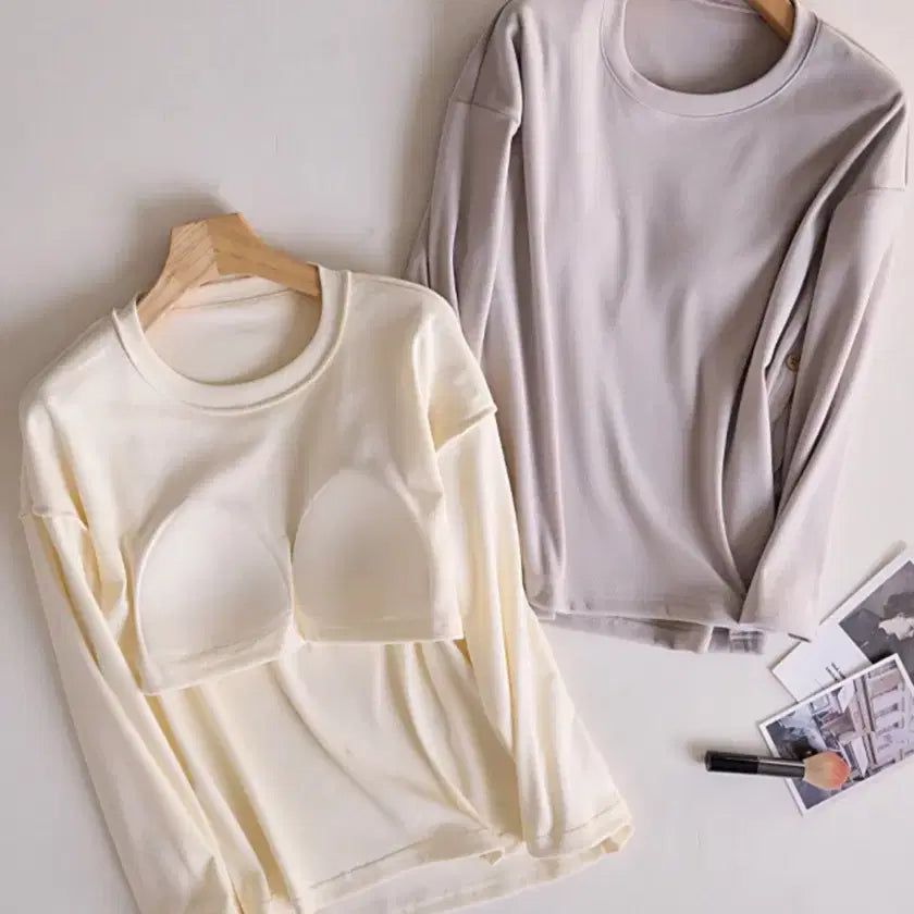 [BUNJANG] Bundle Set 5x Inner Bra T-shirts / 5개 일괄 노브라티 맨투맨 티셔츠 브라탑 브라내장 캡내장 티