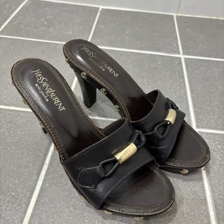 [BUNJANG] Saint Laurent Mule Wood Material Shoes / 정품)생로랑 뮬