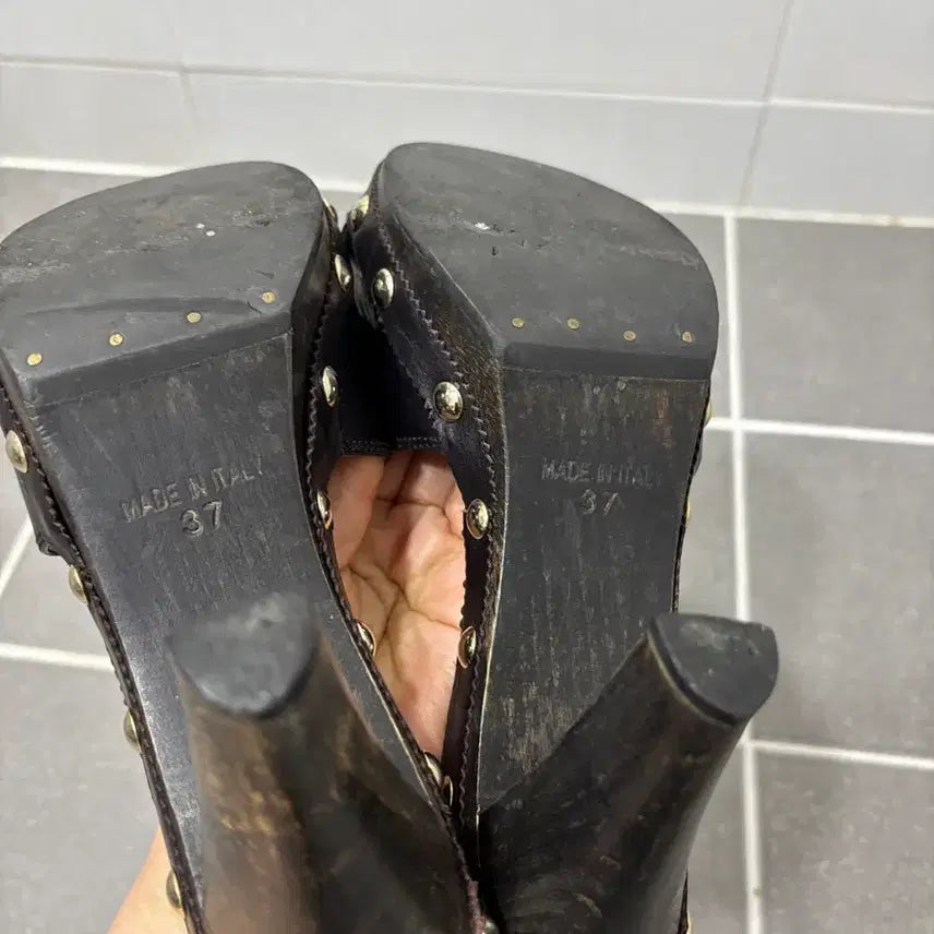 [BUNJANG] Saint Laurent Mule Wood Material Shoes / 정품)생로랑 뮬