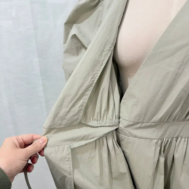 [BUNJANG] Offner Puff Sleeve Wrap Long Dress / offner 반팔 랩원피스 롱원피스 롱드레스 퍼프 3266
