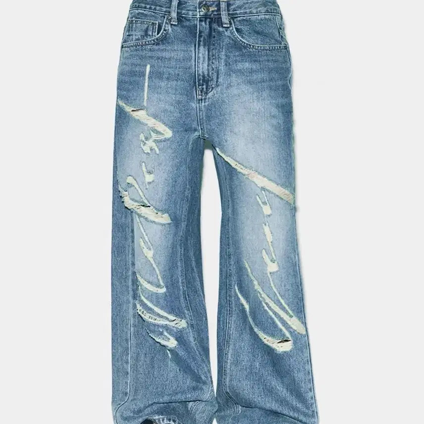 [BUNJANG] yeel SIGNATURE LOGO DESTROYED DENIM / yeel SIGNATURE LOGO DESTROYED DENIM BLUE