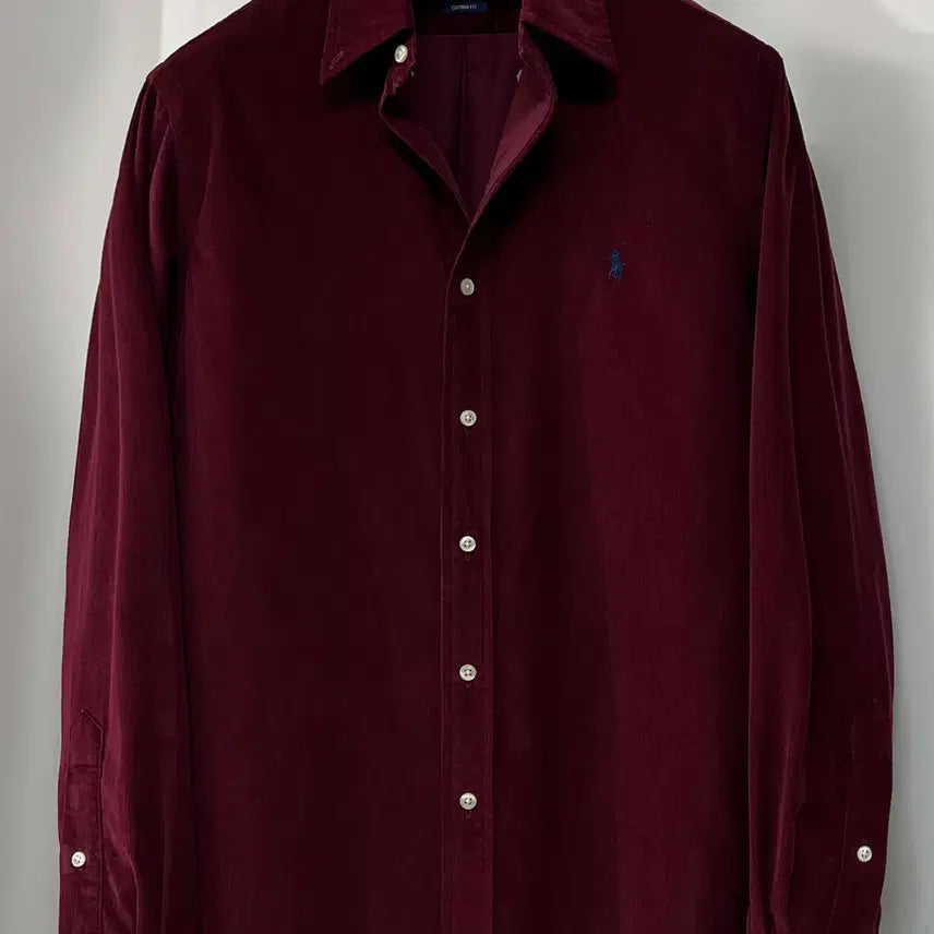 [BUNJANG] Polo Ralph Lauren Micro Corduroy Button-Down Shirt / 폴로 랄프로렌 버건디 마이크로 코듀로이 버튼다운 셔츠