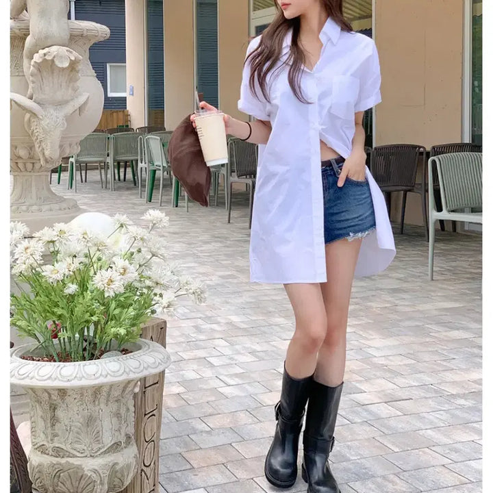 [BUNJANG] Summer Shirt Mini Dress / (새상품) 여름셔츠원피스 반팔셔츠원피스 미니원피스