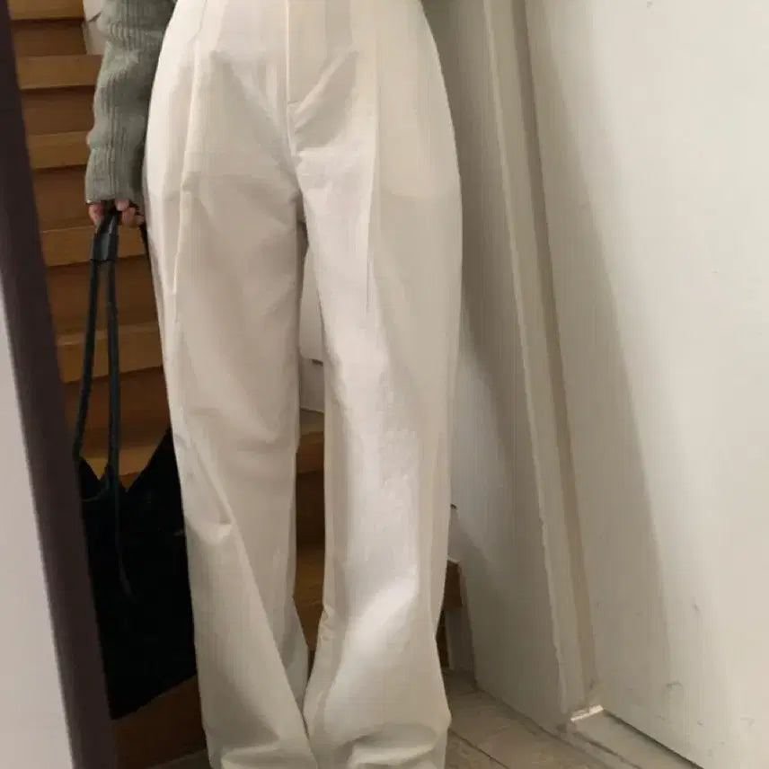 [BUNJANG] Grip Wide Pleated Pants - White / [grip] 그립 와이드 핀턱 팬츠 s ( 화이트 )