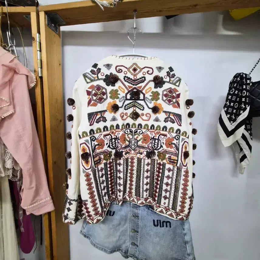 [BUNJANG] Zara Ethnic Embroidered Cotton Jacket / 자라 에스닉 자수 가디건 면자켓