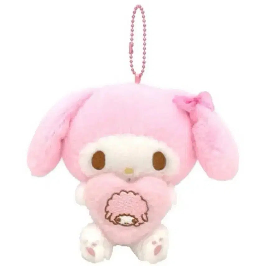 [BUNJANG] Sanrio My Melody "Bestie" Heart Mascot Doll Keychain / 산리오 마이멜로디 단짝 하트 마스코트 인형키링