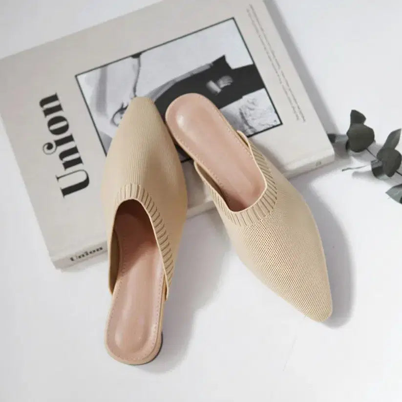 [BUNJANG] Pointed Toe Knit Mule Slippers / 새상품 특가) 뾰족코 니트뮬 슬리퍼(230,240)