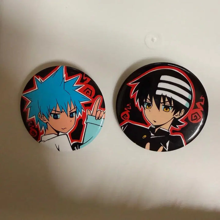 [BUNJANG] Soul Eater Koki 2 Types Set Black Star Death the Kid Can Badges / 꼬기님 소울이터 캔뱃지 2종 세트 블랙스타 데스더키드 통판